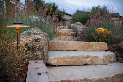 Residential landscape design outdoor lighting steps